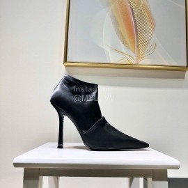 Alexander Wang Spring Summer Elastic Silk Embroidered  High Heels Short Boots For Women Black