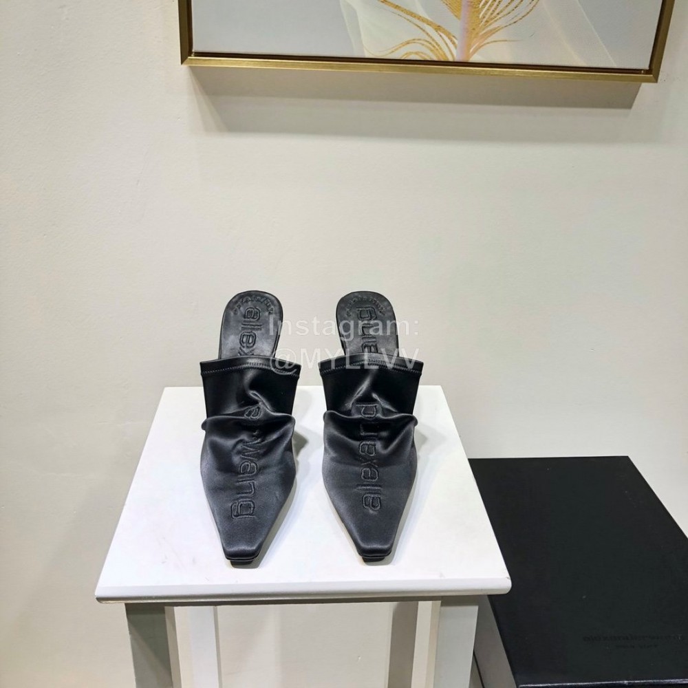 Alexander Wang Spring Summer Elastic Silk Embroidered High Heels Sandals For Women Black