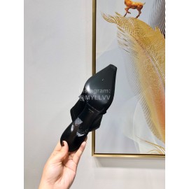 Alexander Wang Spring Summer Elastic Silk Embroidered High Heels Sandals For Women Black