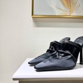 Alexander Wang Spring Summer Elastic Silk Embroidered High Heels Sandals For Women Black