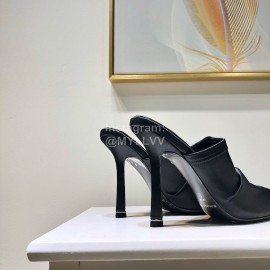 Alexander Wang Spring Summer Elastic Silk Embroidered High Heels Sandals For Women Black