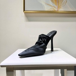 Alexander Wang Spring Summer Elastic Silk Embroidered High Heels Sandals For Women Black