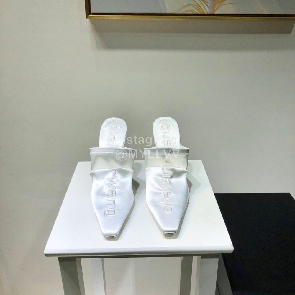 Alexander Wang Spring Summer Elastic Silk Embroidered High Heels Sandals For Women White