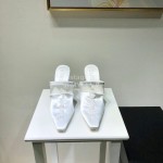 Alexander Wang Spring Summer Elastic Silk Embroidered High Heels Sandals For Women White