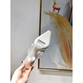 Alexander Wang Spring Summer Elastic Silk Embroidered High Heels Sandals For Women White