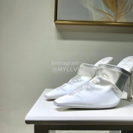 Alexander Wang Spring Summer Elastic Silk Embroidered High Heels Sandals For Women White