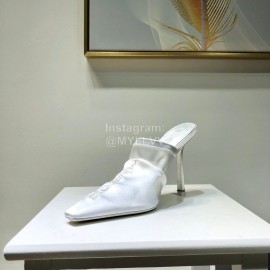Alexander Wang Spring Summer Elastic Silk Embroidered High Heels Sandals For Women White