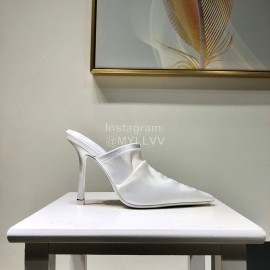 Alexander Wang Spring Summer Elastic Silk Embroidered High Heels Sandals For Women White