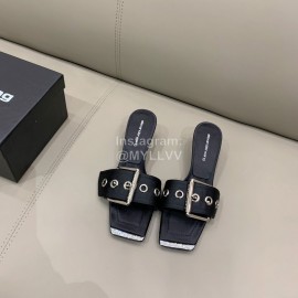 Alexander Wang New Silk Sheepskin High Heeled Slippers For Women Black