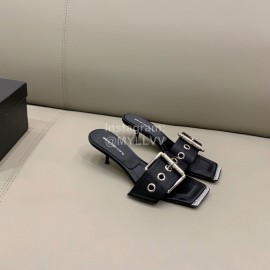 Alexander Wang New Silk Sheepskin High Heeled Slippers For Women Black