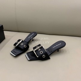 Alexander Wang New Silk Sheepskin High Heeled Slippers For Women Black