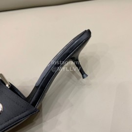 Alexander Wang New Silk Sheepskin High Heeled Slippers For Women Black