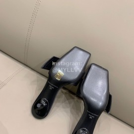 Alexander Wang New Silk Sheepskin High Heeled Slippers For Women Black