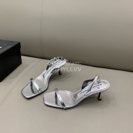 Alexander Wang New Silk Sheepskin High Heeled Sandals For Women Silver
