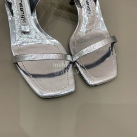 Alexander Wang New Silk Sheepskin High Heeled Sandals For Women Silver