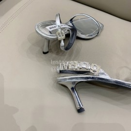 Alexander Wang New Silk Sheepskin High Heeled Sandals For Women Silver