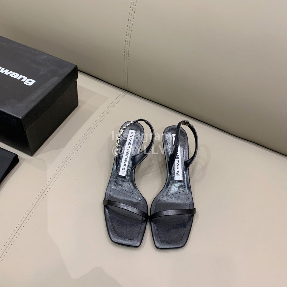 Alexander Wang New Silk Sheepskin High Heeled Sandals For Women Black