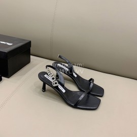 Alexander Wang New Silk Sheepskin High Heeled Sandals For Women Black