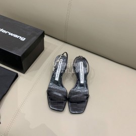 Alexander Wang New Black Silk Sheepskin High Heeled Sandals For Women 