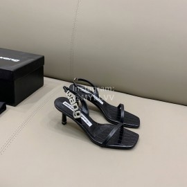 Alexander Wang New Black Silk Sheepskin High Heeled Sandals For Women 