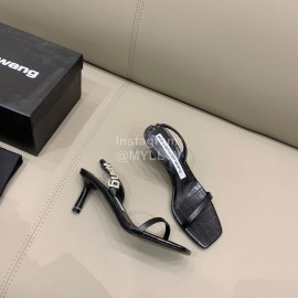 Alexander Wang New Black Silk Sheepskin High Heeled Sandals For Women 