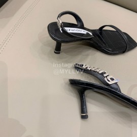 Alexander Wang New Black Silk Sheepskin High Heeled Sandals For Women 