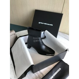 Alexander Wang New Black Leather Square Head High Heel Boots For Women