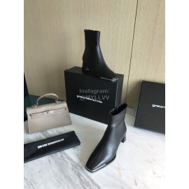 Alexander Wang New Black Leather Square Head High Heel Boots For Women