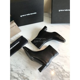 Alexander Wang New Black Leather Square Head High Heel Boots For Women