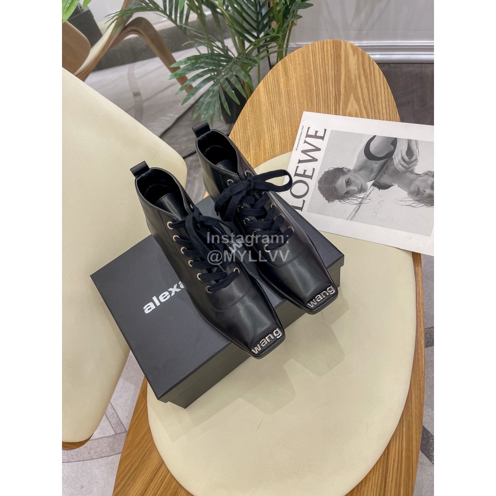 Alexander Wang Autumn Winter Metal Letter Thick Heel Boots For Women