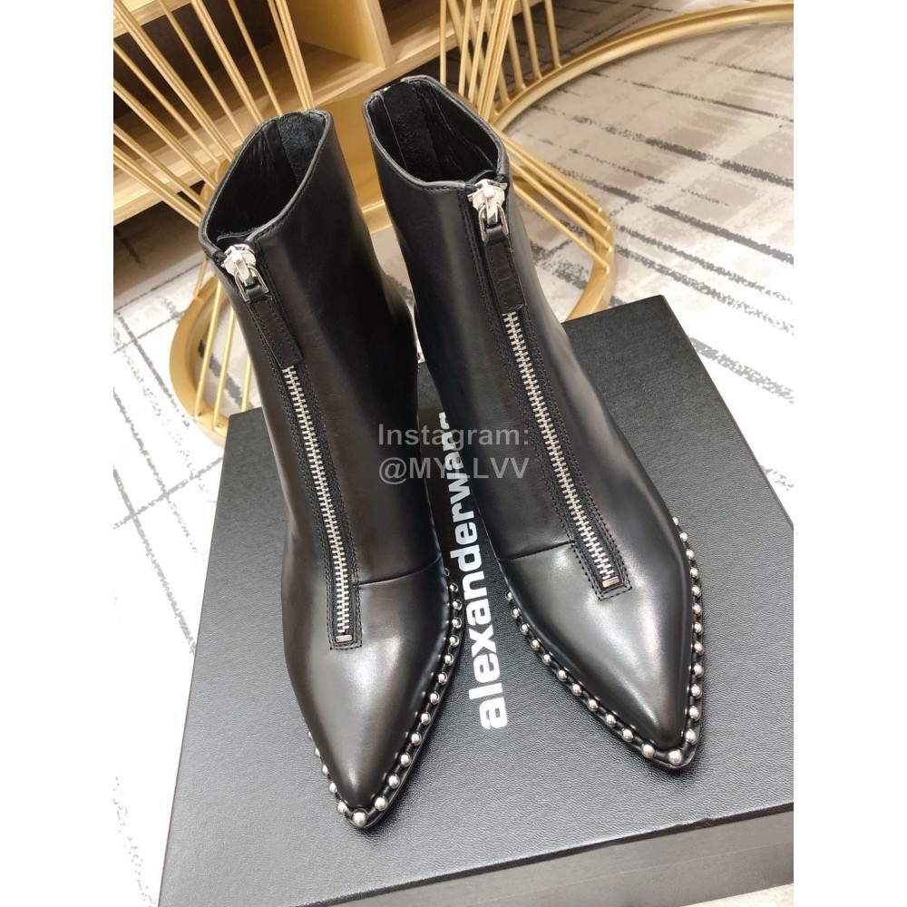 Alexander Wang New Leather Pointed Thin Heel Martin Boots For Women