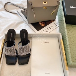 Alexander Wang New Leather Retro High Heel Slippers For Women