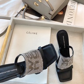 Alexander Wang New Leather Retro High Heel Slippers For Women