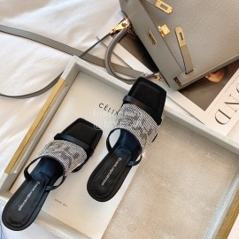 Alexander Wang New Leather Retro High Heel Slippers For Women