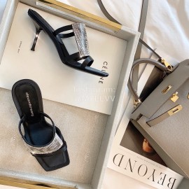 Alexander Wang New Leather Retro High Heel Slippers For Women