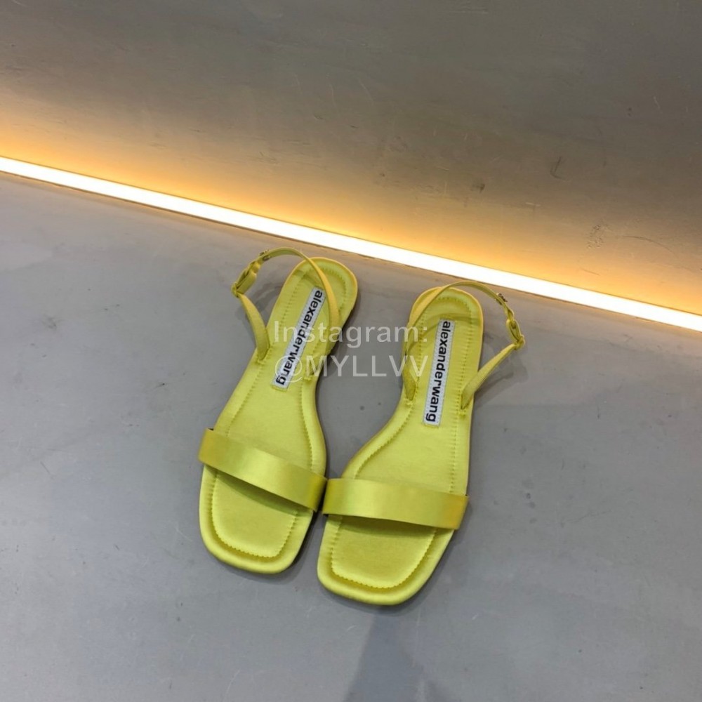 Alexander Wang Summer Soft Silk Flat Heel Sandals For Women Green