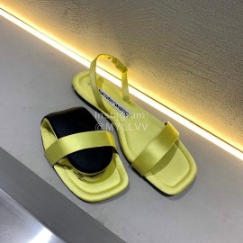 Alexander Wang Summer Soft Silk Flat Heel Sandals For Women Green