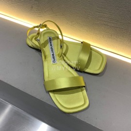 Alexander Wang Summer Soft Silk Flat Heel Sandals For Women Green
