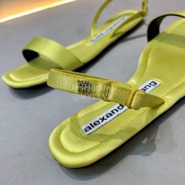 Alexander Wang Summer Soft Silk Flat Heel Sandals For Women Green