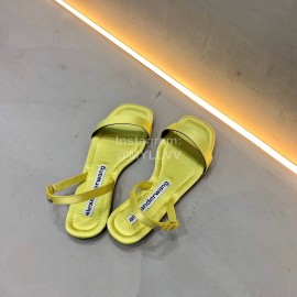 Alexander Wang Summer Soft Silk Flat Heel Sandals For Women Green