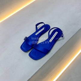 Alexander Wang Summer Soft Silk Flat Heel Sandals For Women Blue