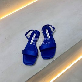 Alexander Wang Summer Soft Silk Flat Heel Sandals For Women Blue