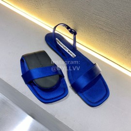 Alexander Wang Summer Soft Silk Flat Heel Sandals For Women Blue