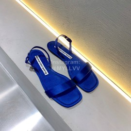 Alexander Wang Summer Soft Silk Flat Heel Sandals For Women Blue