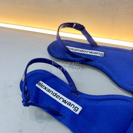 Alexander Wang Summer Soft Silk Flat Heel Sandals For Women Blue