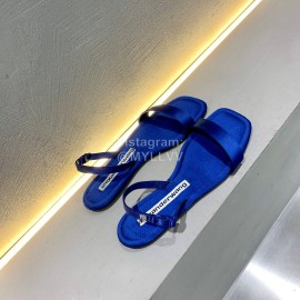 Alexander Wang Summer Soft Silk Flat Heel Sandals For Women Blue