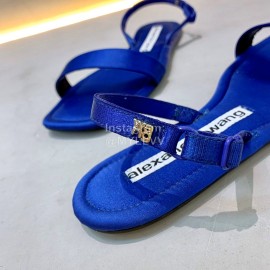 Alexander Wang Summer Soft Silk Flat Heel Sandals For Women Blue