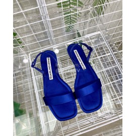 Alexander Wang Summer Soft Silk Flat Heel Sandals For Women Blue