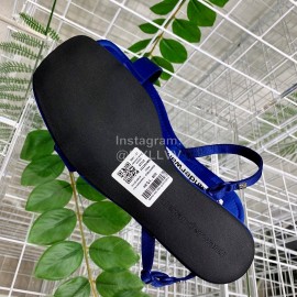 Alexander Wang Summer Soft Silk Flat Heel Sandals For Women Blue