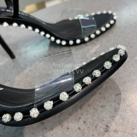 Alexander Wang Spring Summer New Sheepskin High Heel Sandals For Women Black